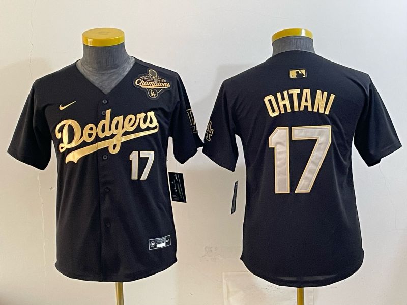 Youth Nike 2026 Los Angeles Dodgers #17 Ohtani  Black Gold Game MLB Jersey 065